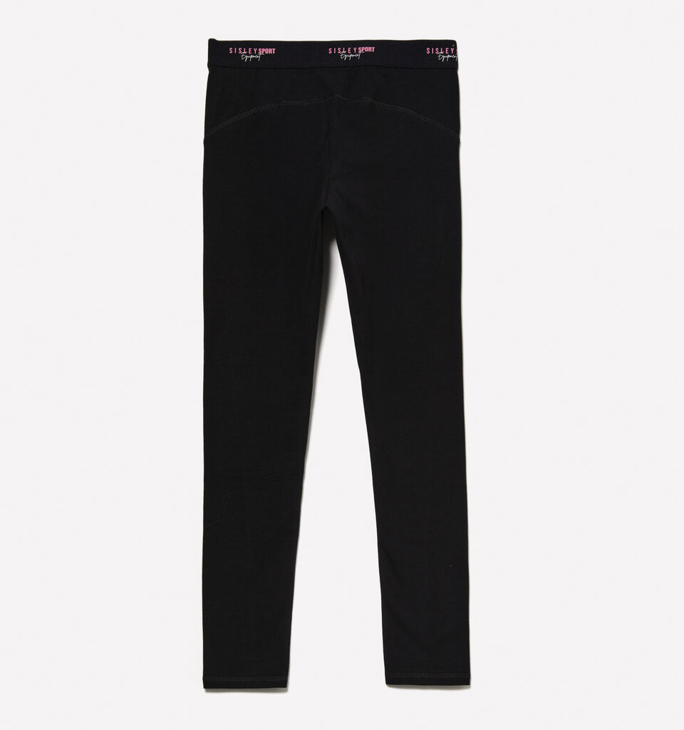 Black leggings with logoed elastic - girls' leggings - Black | Sisley Young image number 2